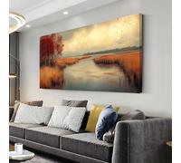 XDPBLM Modern Abstract Serene Scenery Canvas Wall Art - Horizontal Painting for Living Room, Bedroom, Office, Bathroom Decor 22x43inch/55x110cm ready to hang