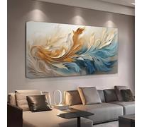XDPBLM Modern Canvas Prints Picture Abstract Gold Feather Canvas Art, Suitable for Interior Decoration Picture for Home Decor 12x24inch Unframed