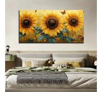 XDPBLM Sunrise Scenery by the Sea Modern Abstract Painting Decoration, Sunflower Art Painting, Large Home Decoration 28x60inch Unframed