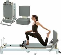 XDRGOOIUY Compact Pilates Reformer, Foldable Pilates Reformer Machine Suits for Studio Gym Yoga