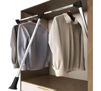XDRGOOIUY Pull Down Wardrobe Rail Closet Rod, Heavy Duty Steel Rod, Wall-Mounted Industrial Frame (Size: 890-1210mm)