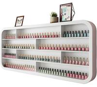 XDRGOOIUY Wall Mounted Nail Polish Storage Rack, White Wooden Rectangular & House-Shaped Cabinet, Perfume Wall Shelf Essential Oil Organizers for Home Spa Nail Salon Shop