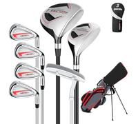 XDriveMax 8 Pieces Complete Unisex Golf Club Set Right/Left Hand for Men Women Includes Stand Bag with Rain Hood, 3# Fairway Wood with Head Covers, 5# Hybrid, 5#, 7#, 9# S# Irons and Putter
