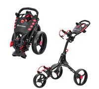 XDriveMax GC408 Folding Golf Trolley, 3 Wheel Golf Trolleys Lightweight Golf Bag Pull Cart,Golf Cart for Golf Clubs and Golf Bag with Cup Holder Scorecard Holder/Storage Compartment(Red)