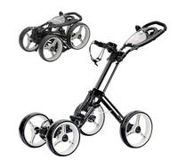 XDriveMax GC53 Stable 4-Wheel Golf Trolley, Compact One-Click Fold Push Cart with Cup Holder, Scorecard Slot & Storage