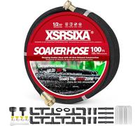 XDRSIXA 100FT Heavy Duty Soaker Hose - 1/2" Ultra-Flexible Rubber with Reinforced Core, 20% Stronger Stretch & Even Water Flow for Gardens, Lawns, Raised Beds (Drip Irrigation Hose Kit)