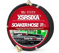 XDRSIXA 25FT Heavy Duty Soaker Hose - 1/2" Ultra-Flexible Rubber with Reinforced Core, 20% Stronger Stretch & Even Water Flow for Gardens, Lawns, Raised Beds (Drip Irrigation Hose)