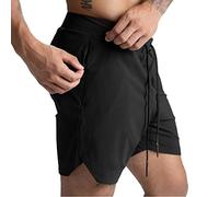 XDSP Men's Running Shorts Lightweight Sports Shorts Quick Dry with Pocket Time to Run Running Shorts Gym and Training Short Jogging Shorts - Comfortable with Pockets, Black, M