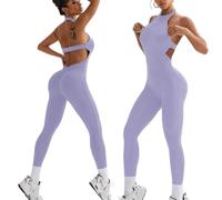 XDSP One Piece Jumpsuit for Women Sporty Women Seamless Jumpsuit Sexy Jumpsuit Bodycon Backless Elastic Elegant Bodysuit Jumpsuit One-piece Jumpsuits Sportswear Gym Fitness Yoga, Purple-1, XL