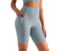 XDSP Women's Shorts Short Leggings Sports Shorts Women's Short Sports Shorts Women's Seamless Yoga Fitness High Waist Yoga Shorts Short with Mobile Phone Pocket, Rhino Grey, M
