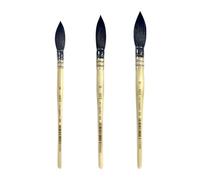 XDT#920 Round Watercolor Artist Paint Brush 3 Piece Set Medium Soft Black Goat Hair Long Handle #8#10#12, Mop Style Paint Brush for Watercolor & Acrylic & Oil