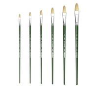 XDT ART SUPPLIES Filbert Style Paint Brush Artist Painting Brushes Set 6 Piece Pure Bristle #2-12, Best for Acrylic & Oil Paint on Canvas, Extra Long Handle