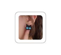 Xduargs Boho Cat Earrings Vintage Cute Cat Earrings Black Resin Cat Earrings Minimalist Animal Cat Studs Earrings Jewelry for Women(Style A), Zinc, No Gemstone