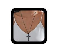 Xduargs Boho Cross Choker Vintage Crucifix Cross Necklace Jesus Pendant Necklace Gothic Plain Crucifix Religion Collar Chain for Women(Black), Zinc, No Gemstone