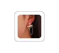 Xduargs Boho Crystal Ear Jacket Earrings Gold Tassel Chain Dangle Earrings Vintage Lava Liquid Stud Earrings Punk Irregular Teardrop Earrings Jewelry for Women, Zinc, No Gemstone