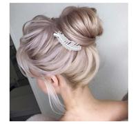 Xduargs Boho Crystal Feather Hair Clip Silver Duck Beak Clip Hairpin Vintage Glitter Feather Cuff Barrette Elegant Wedding Pin Side Clip Decorative Hair Accessories for Women Headpiece