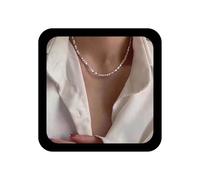 Xduargs Boho Cube Bead Choker Vintage Cube Square Necklace Silver Small Bead Chain Necklace Tiny Square Collarbone for Women