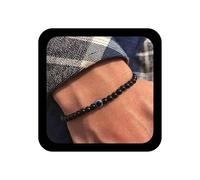Xduargs Boho Evil Eye Hand Bracelet Black Beaded Eye Wristbands Vintage Glossy Black Beads Bracelet Adjustable Demon Stretchy Link Chain Jewelry for Women, Adjustable, Zinc, no gemstone