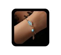 Xduargs Boho Evil Eye Hand Bracelet Light Blue Eyes Slave Chain Bracelet Vintage Demon Eye Bracelets Adjustable Hand Sling Bracelets, Zinc, No Gemstone