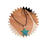 Xduargs Boho Exaggerate Star Pendant Necklace Red Sea Star Leather Necklace Vintage Large Starfish Choker Necklace Punk Big Starfish Rope Necklace Jewelry for Women, Zinc, No Gemstone