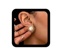 Xduargs Boho Exaggerated Sun Stud Earrings Gold Large Sunshine Earrings Vintage Rising Sun Earrings Personalised Spike Sunrise Stud Earrings for Women