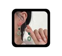 Xduargs Boho Faux Jade Circle Earrings Vintage Peace Buckle Dangle Earrings Green Gemstone Hollow Circle Earring Tribe Jade Peace Buckle Drop Earrings Jewelry for Women