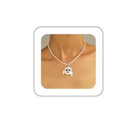 Xduargs Boho Ghost Pendant Necklace White Cartoon Ghost Necklace Vintage Cute Ghost Choker Necklace Adjustable Ghost Chain Necklace Jewelry for Women