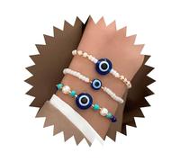 Xduargs Boho Layered Evil Eye Hand Bracelet Blue Eye Hand Harness Chain Bracelet Vintage Demon Eye Slave Chain Bracelet Beads Adjustable Slave Chain Bracelet Jewelry for Women