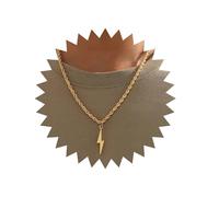 Xduargs Boho Lightning Pendant Necklace Gold Lightning Bolt Choker Necklace Vintage Thunder Lightning Necklace Adjustable Lightning Rope Chain Necklace Jewelry for Women, Zinc, No Gemstone