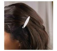 Xduargs Boho Metal Oval Hair Barrette Silver Oval Pin Side Clip Vintage Flat Duck Beak Clip Simple Geometric Empty Hairpin Decorative Hair Accessories For Women Headwear