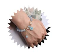Xduargs Boho Rainbow Beads Hand Bracelet Colorful Beaded Bracelets Vintage Flower Dangle Slave Chain Bracelet Adjustable Moonstone Bead Hand Harness Bracelets Jewelry for Women, Adjustable, Zinc, no
