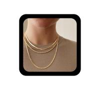 Xduargs Boho Rope Chain Necklace Multilayer Rope Twisted Choker Snake Chain Necklace Vintage Twisted Link Collar for Women(Gold), Zinc, No Gemstone