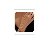 Xduargs Boho Sequins Finger Ring Bracelet Vintage Glitter Slave Chain Hand Bracelet Gold Lace Chain Bracelet Adjustable Slave Chain Bracelet Jewelry for Women