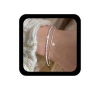Xduargs Boho Sparkling Chain Bracelet Silver Bling Chain Hand Bracelet Vintage Layered Heart Dangle Bracelets Love Adjustable Slave Link Bracelets Jewellery for Women