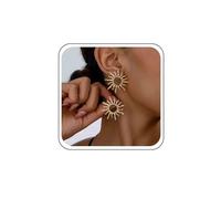 Xduargs Boho Sun Large Earrings Metal Sun Earrings Large Sun Exaggerated Statement Earring Vintage Celestial Earring for Women (Gold), Zinc, No Gemstone