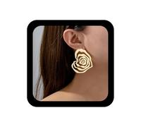 Xduargs Boho Swirl Hoop Earrings Metal Heart Earrings Hollow Hearts Large Earring Exaggerated Heart Statement Earring for Women (Gold), Zinc, No Gemstone