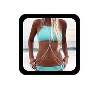 Xduargs Boho Turquoise Drop Body Chain Blue Turquoise Bar Waist Vintage Crossover Bikini Adjustable Chain Summer Beach Body Chains Accessories Jewelry For Women, L, Zinc Alloy, No Gemstone