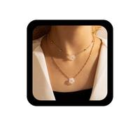 Xduargs Layered Flower Necklace Vintage Floral Pendant Necklace Gold Acrylic Flower Choker White Floral Statement Collar for Women