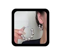Xduargs Punk Circle Ball Large Hoop Earrings Big Circle Hoop Drop Earrings Chunky Thick Ball Earring Vintage Polished Beaded Statement Earring for Women