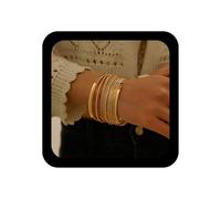 Xduargs Punk Layered Bangle Bracelet Stackable Textured Bracelet Set Bollywood Chunky Thick Bracelets Gold Thin Circle Bangle Collection Outfit Jewelry for Women