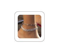 Xduargs Punk Layered Paperclip Chain Bracelet Vintage Cuba Chain Ankle Bracelet Gold Thick Chain Foot Chain Adjustable Paper Clip Ankle Bracelet Jewelry for Women, L, Zinc, no gemstone