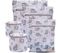 Xducom Mesh Laundry Bags,Set of 4 Delicate Laundry Bag for Washing Machine,Clothing Washing Bags with cat Prints,Garment Bags for Laundry,Lingerie Bag,Travel Storage Organize Bag (2L+2M, CAT)