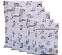 Xducom Mesh Laundry Bags,Set of 5 Delicate Laundry Bag for Washing Machine,Clothing Washing Bags with cat Prints,Garment Bags for Laundry,Lingerie Bag,Travel Storage Organize Bag (CAT)