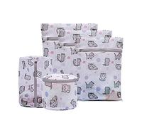 Xducom Mesh Laundry Bags,Set of 5 Delicate Laundry Bag for Washing Machine,Clothing Washing Bags with cat Prints,Garment Bags for Laundry,Lingerie Bag,Travel Storage Organize Bag (5 SET, CAT)