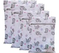 Xducom Set of 4 Mesh Laundry Bags for Delicates with Cute Prints,Lingerie Bags for Washing Delicates,Delicates Washing Bags for Bras, Underwear, Socks, Lingerie, Blouse,Hosiery,Clothes