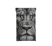 XDVPALNE Black And White Lion Head Print, Eyeglasses Bag Anti-Scratch Spectacles Sleeve Portable Eyewear Case Squeeze Top Pu Leather Sunglasses Case