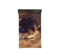 XDVPALNE Border Collie Puppy Bokeh Brown Border Collie, Eyeglasses Bag Anti-Scratch Spectacles Sleeve Portable Eyewear Case Squeeze Top Pu Leather Sunglasses Case