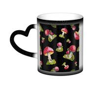 XDVPALNE Pattern of Red Fly Agaric, Ceramics Mug Heat Sensitive Color Changing Mug in The Sky Coffee Mugs Ceramic Cup 330 ml