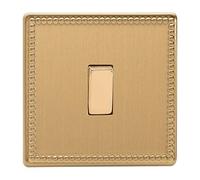 XDY1S.JB Varilight 1 Gang (Single), 1 or 2 Way 10 Amp Switch, Dimension Screwless Jubilee Brushed Brass