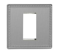 XDYG1S.JS Varilight Single Size Data Grid Face Plate For 1 Data Module Width, Dimension Screwless Jubilee Brushed Steel